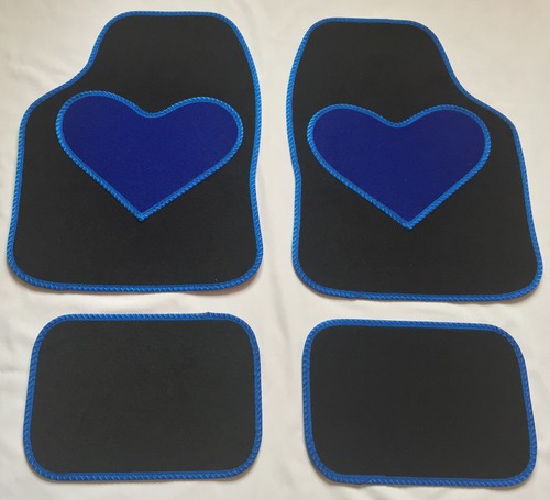 Black car mats blue - black, heart